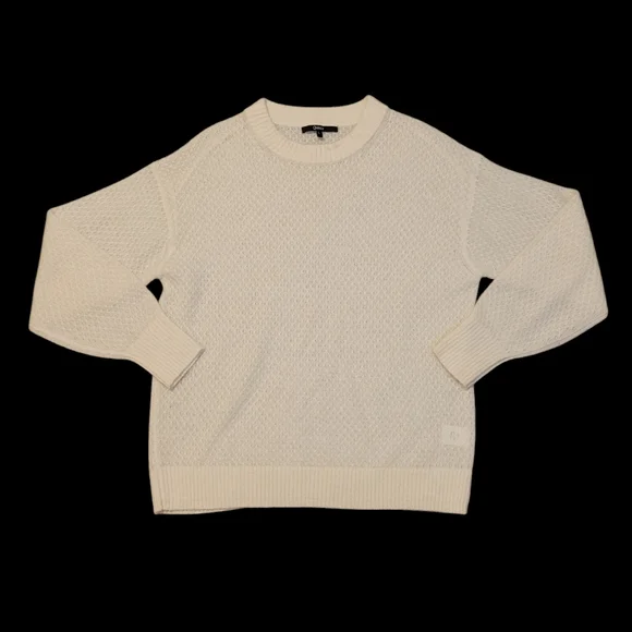 Quince Alpaca Wool Blend Diamond Stitch Creamy White Long Sleeve Jumper Sweater - Picture 4 of 10